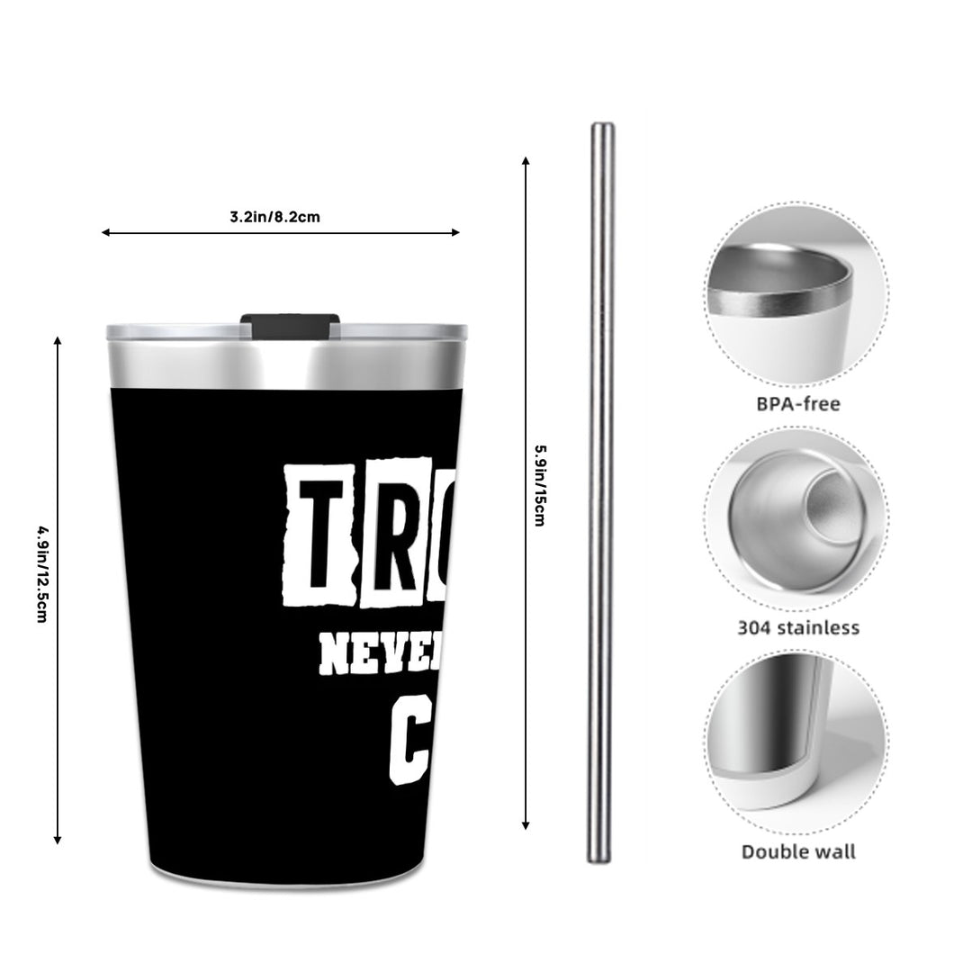 Trouble Never Looked So Cute - Stainless Steel Water Bottle With Straw (12oz)