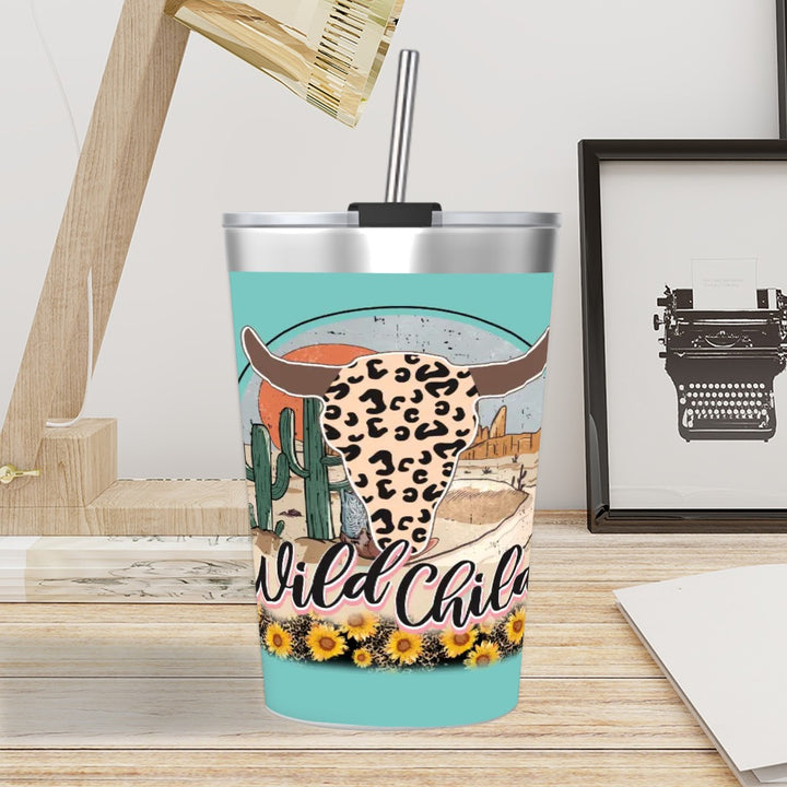 Wild Child - Stainless Steel Water Bottle With Straw (12oz)