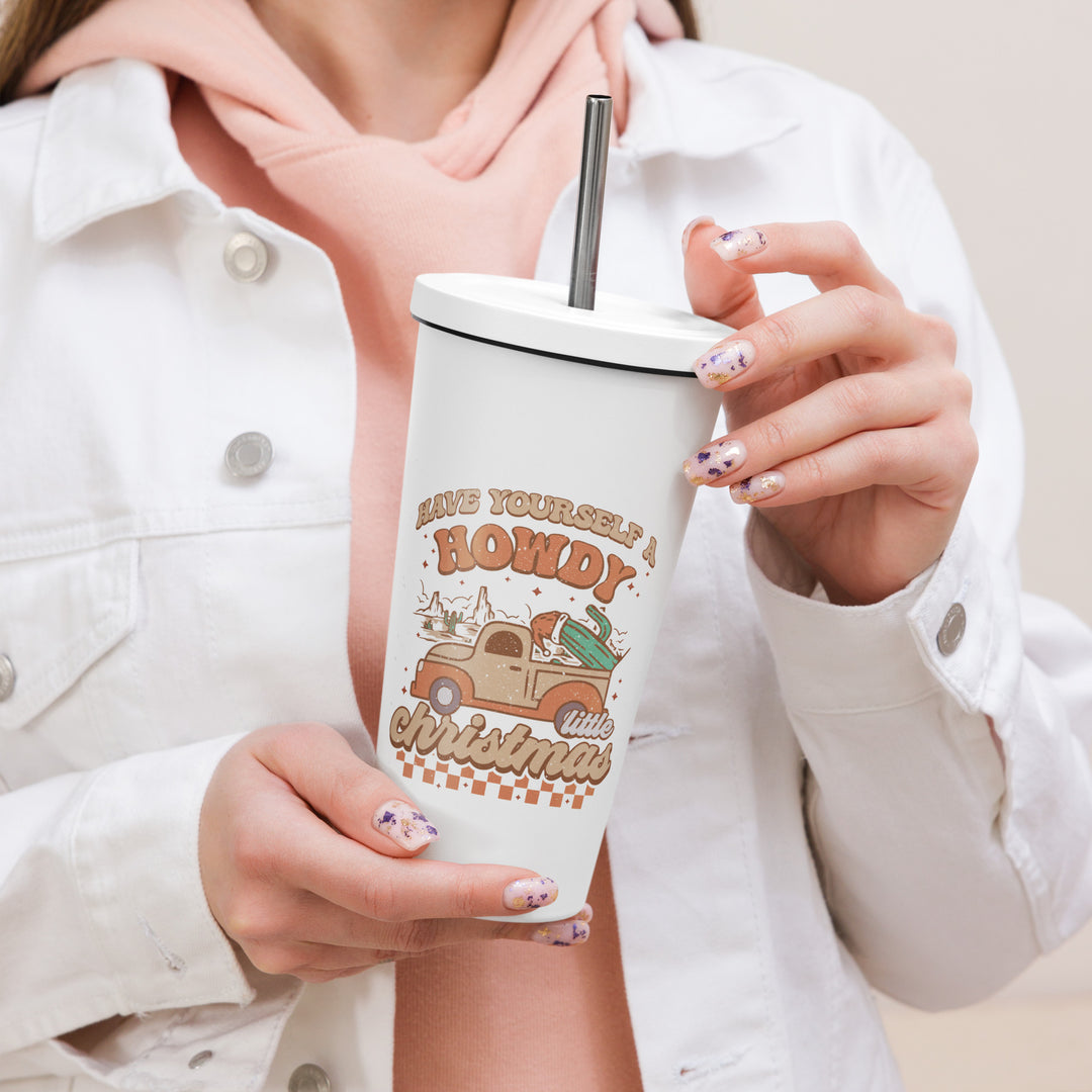 Howdy Christmas - Isulated tumbler with a straw