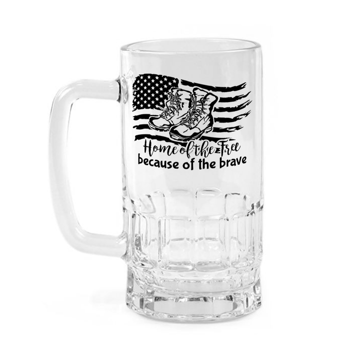 Home Of The Free - Clear glass beer mug