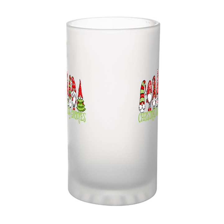 Christmas With My Gnomies - Frosted glass beer mug