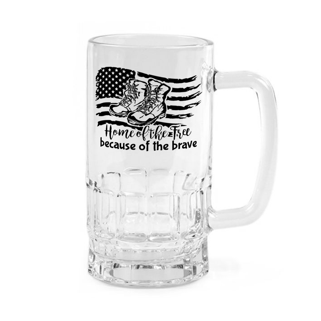 Home Of The Free - Clear glass beer mug