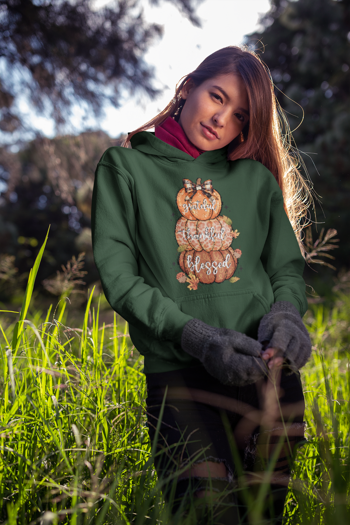 Grateful Thankful Blessed Pumpkins - Unisex Heavy Blend™ Hooded Sweatshirt