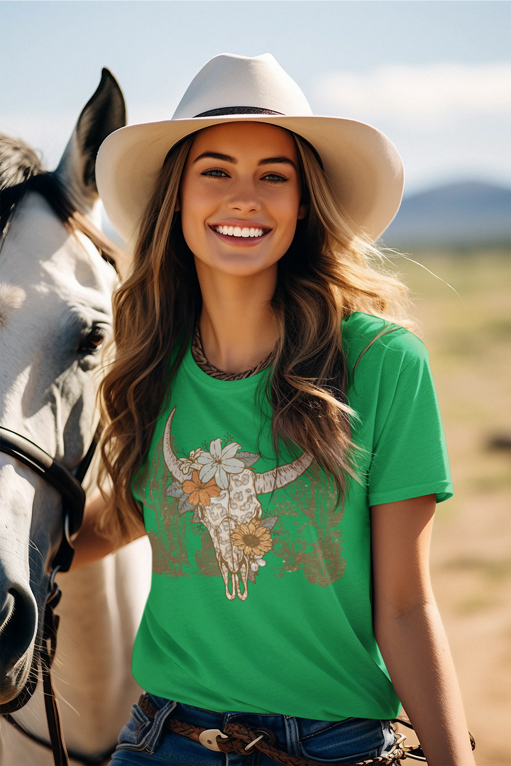 Flowery Leopard Skull - Women's Softstyle Tee