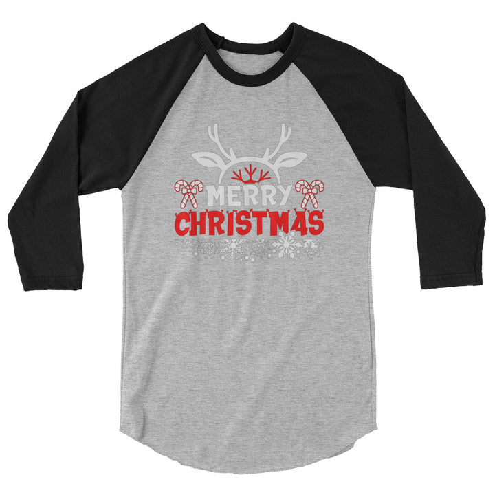 Merry Christmas Antlers - 3/4 sleeve raglan shirt