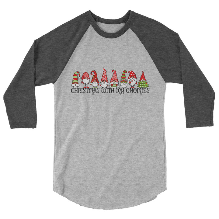 Christmas With My Gnomies - 3/4 sleeve raglan shirt
