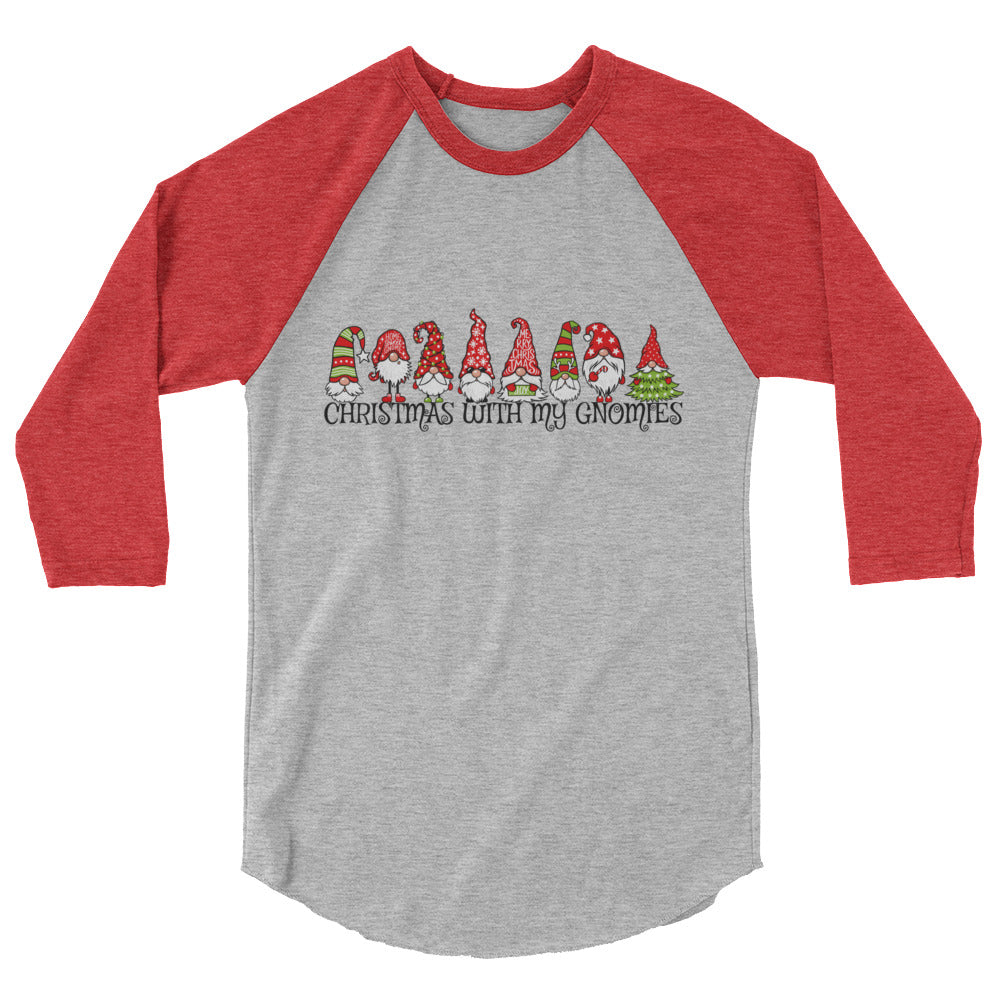 Christmas With My Gnomies - 3/4 sleeve raglan shirt
