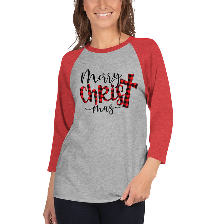 Merry Christ Mas - 3/4 sleeve raglan shirt