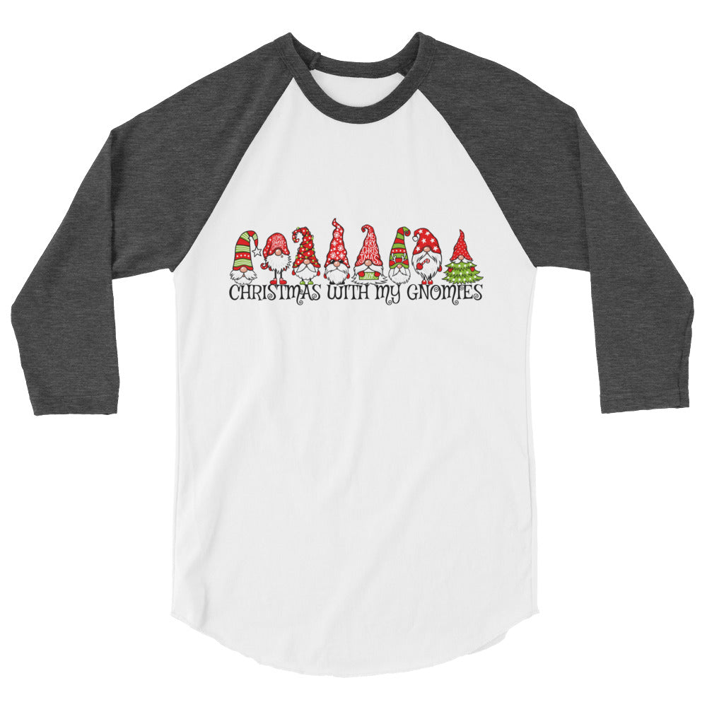 Christmas With My Gnomies - 3/4 sleeve raglan shirt