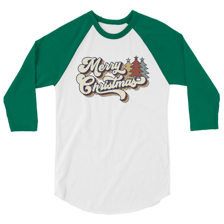 Retro Merry Christmas - 3/4 sleeve raglan shirt