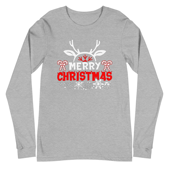 Merry Christmas Antlers - Unisex Lightweight Long Sleeve Tee