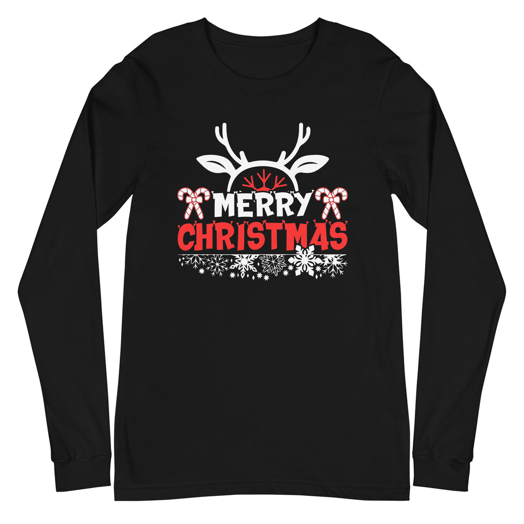Merry Christmas Antlers - Unisex Lightweight Long Sleeve Tee