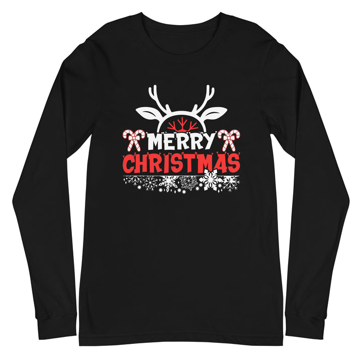 Merry Christmas Antlers - Unisex Lightweight Long Sleeve Tee
