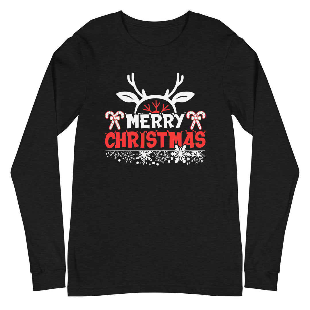 Merry Christmas Antlers - Unisex Lightweight Long Sleeve Tee