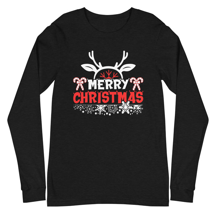 Merry Christmas Antlers - Unisex Lightweight Long Sleeve Tee