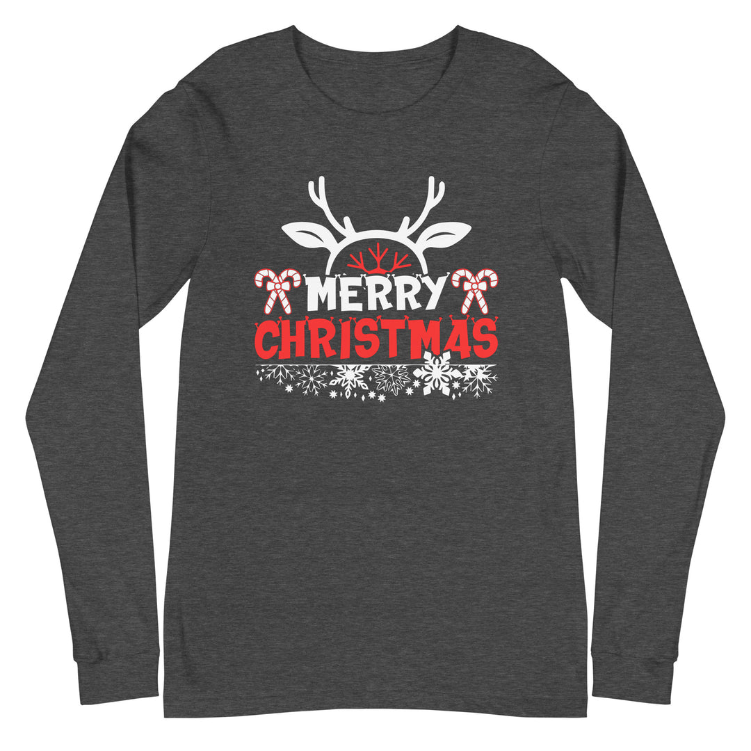Merry Christmas Antlers - Unisex Lightweight Long Sleeve Tee