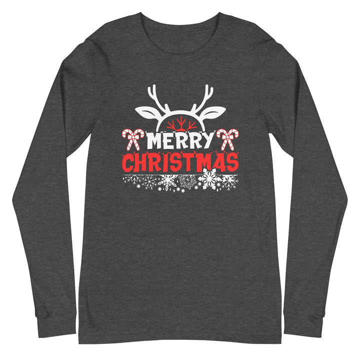 Merry Christmas Antlers - Unisex Lightweight Long Sleeve Tee