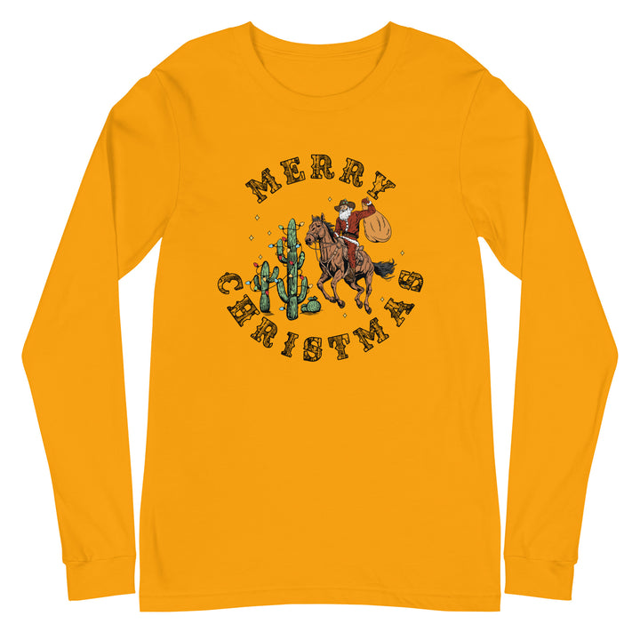 Merry Christmas Cowboy Santa - Unisex Lightweight Long Sleeve Tee