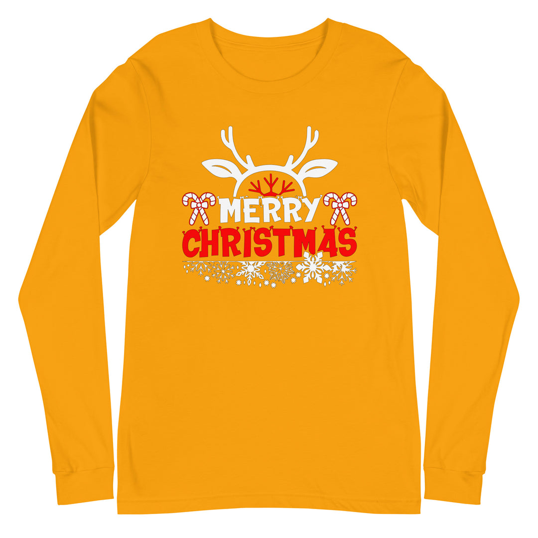Merry Christmas Antlers - Unisex Lightweight Long Sleeve Tee