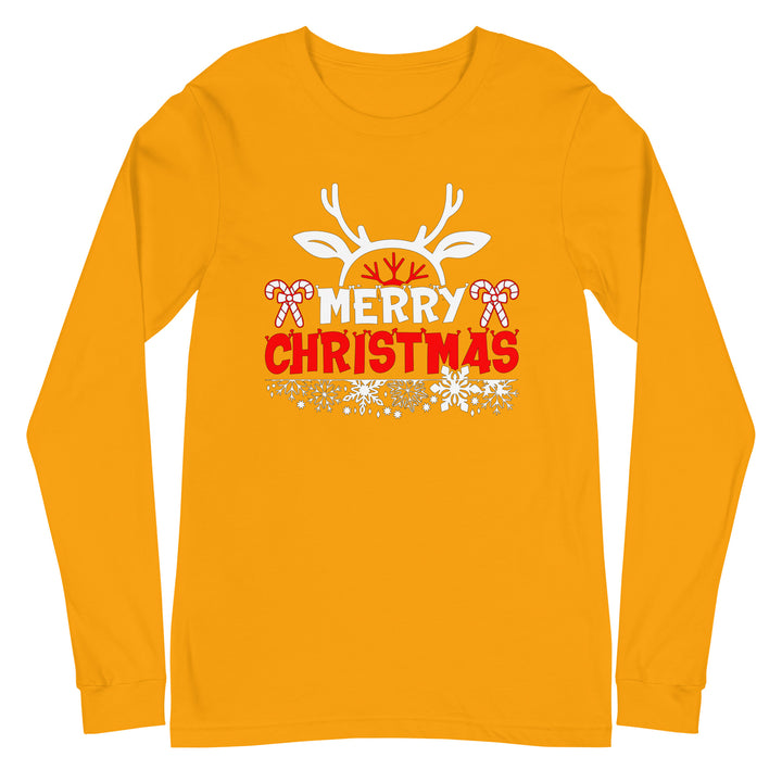 Merry Christmas Antlers - Unisex Lightweight Long Sleeve Tee