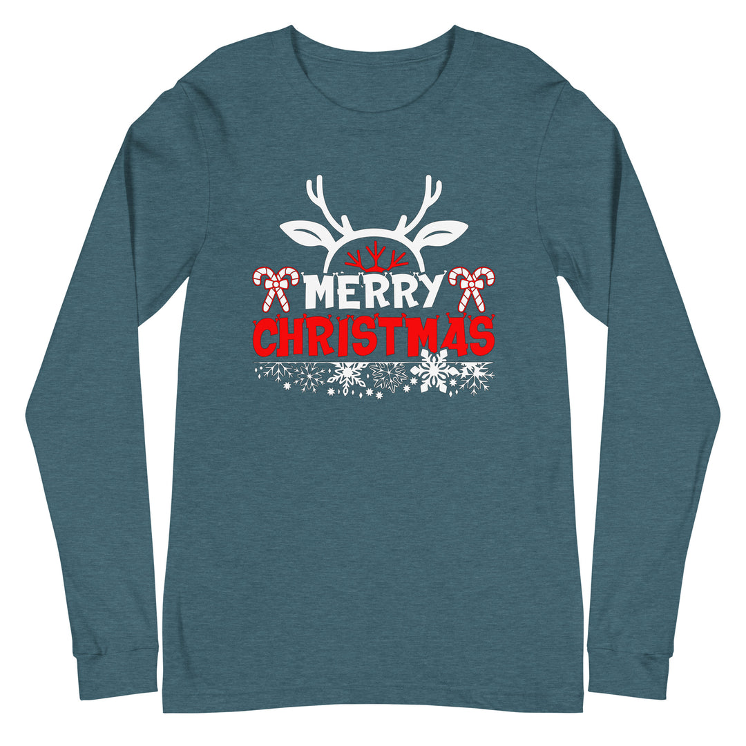 Merry Christmas Antlers - Unisex Lightweight Long Sleeve Tee
