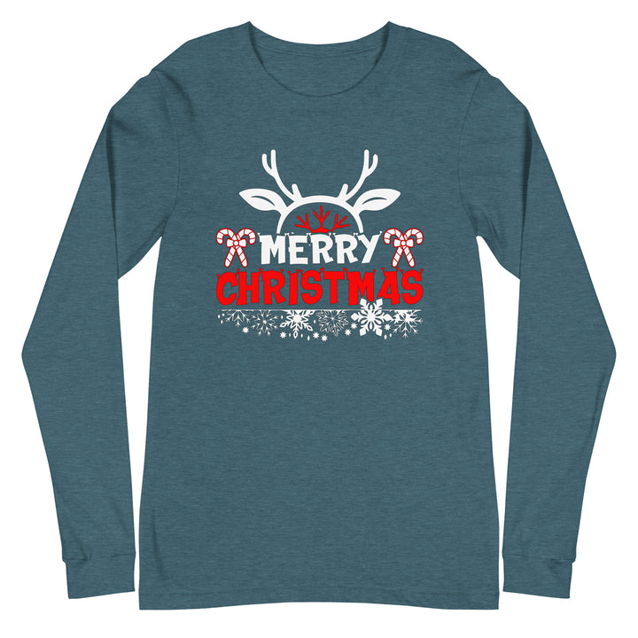 Merry Christmas Antlers - Unisex Lightweight Long Sleeve Tee