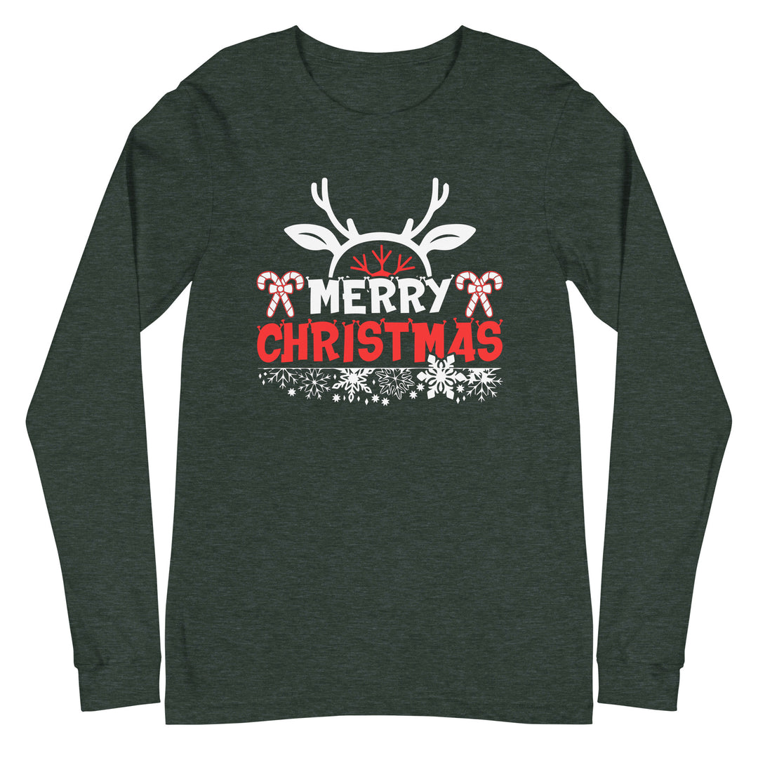 Merry Christmas Antlers - Unisex Lightweight Long Sleeve Tee