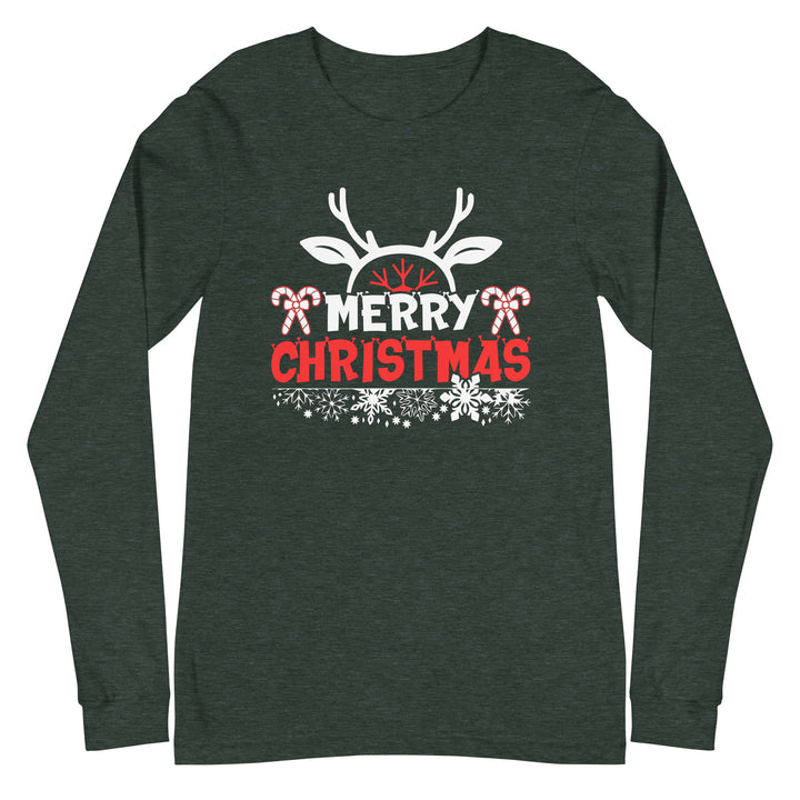Merry Christmas Antlers - Unisex Lightweight Long Sleeve Tee