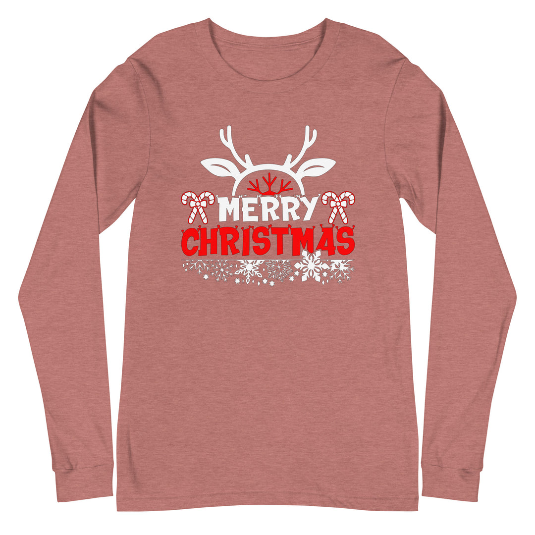 Merry Christmas Antlers - Unisex Lightweight Long Sleeve Tee