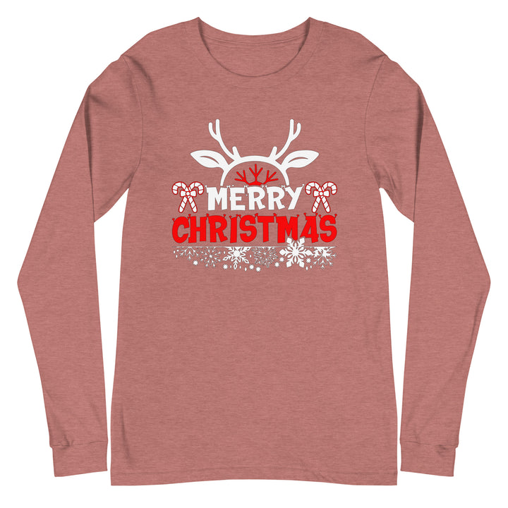 Merry Christmas Antlers - Unisex Lightweight Long Sleeve Tee