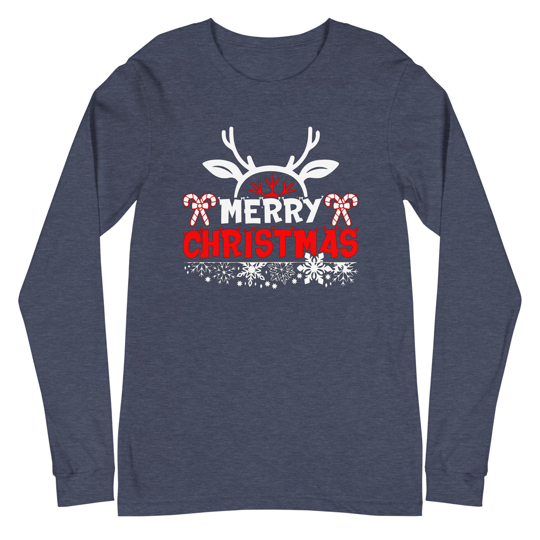 Merry Christmas Antlers - Unisex Lightweight Long Sleeve Tee