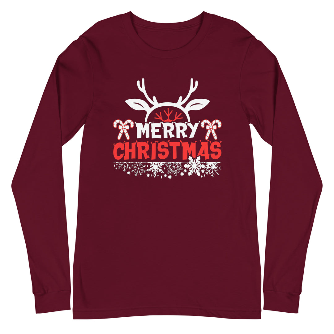 Merry Christmas Antlers - Unisex Lightweight Long Sleeve Tee