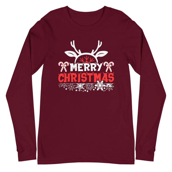 Merry Christmas Antlers - Unisex Lightweight Long Sleeve Tee