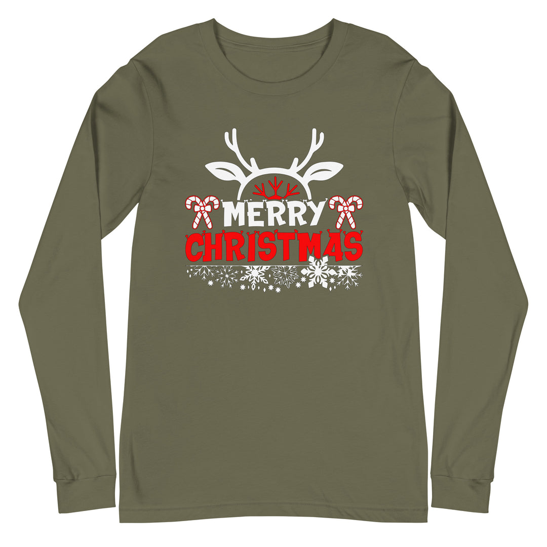 Merry Christmas Antlers - Unisex Lightweight Long Sleeve Tee