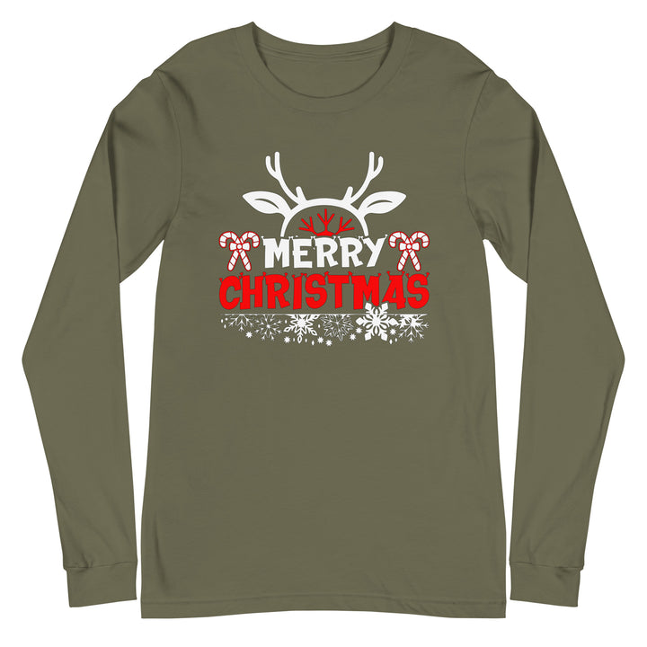 Merry Christmas Antlers - Unisex Lightweight Long Sleeve Tee