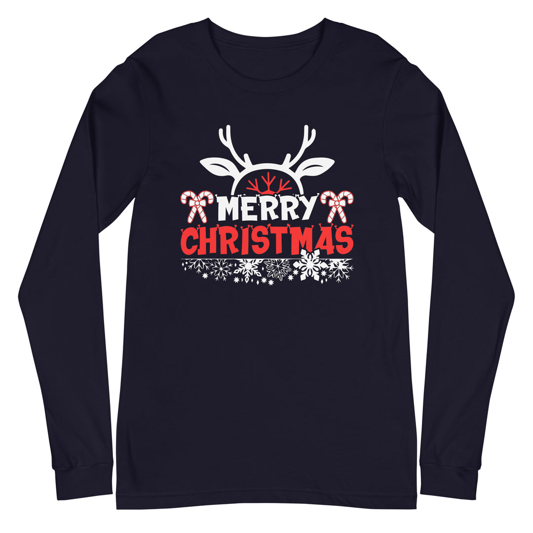 Merry Christmas Antlers - Unisex Lightweight Long Sleeve Tee