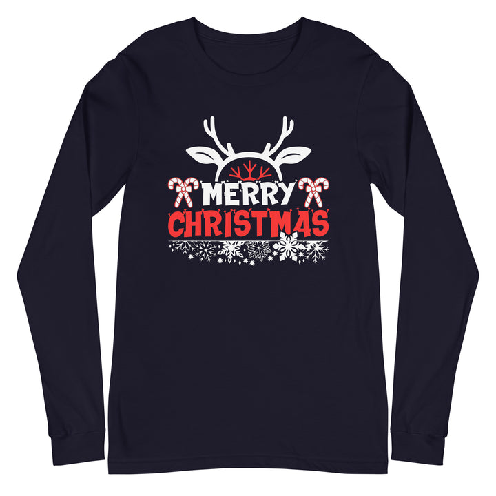 Merry Christmas Antlers - Unisex Lightweight Long Sleeve Tee