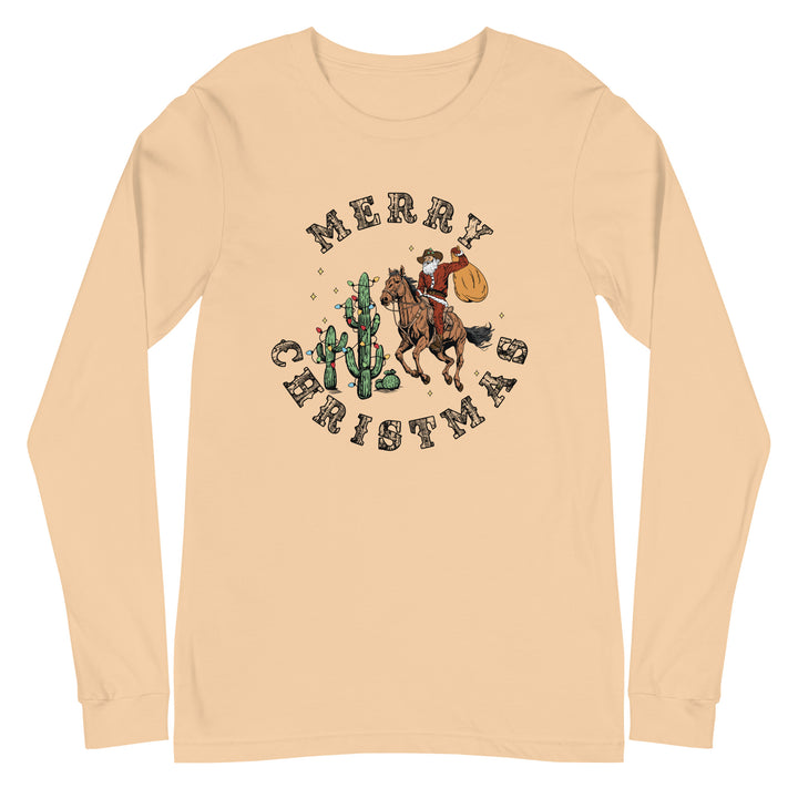 Merry Christmas Cowboy Santa - Unisex Lightweight Long Sleeve Tee