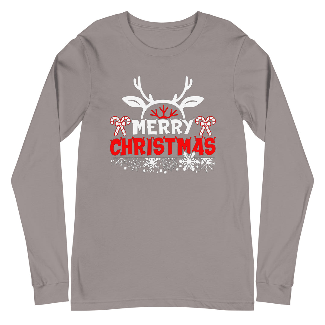 Merry Christmas Antlers - Unisex Lightweight Long Sleeve Tee