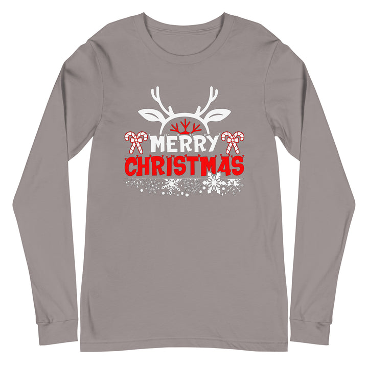 Merry Christmas Antlers - Unisex Lightweight Long Sleeve Tee