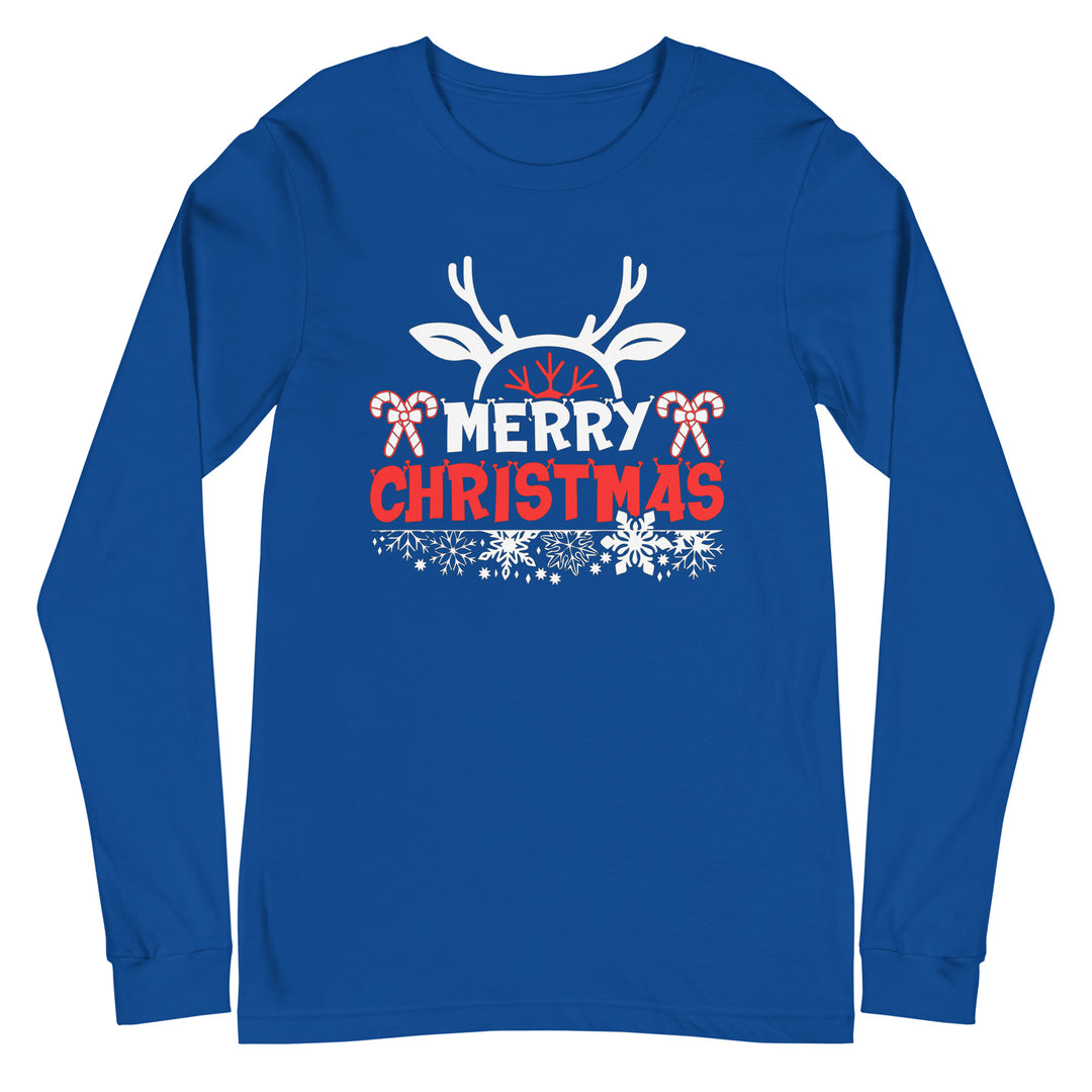 Merry Christmas Antlers - Unisex Lightweight Long Sleeve Tee