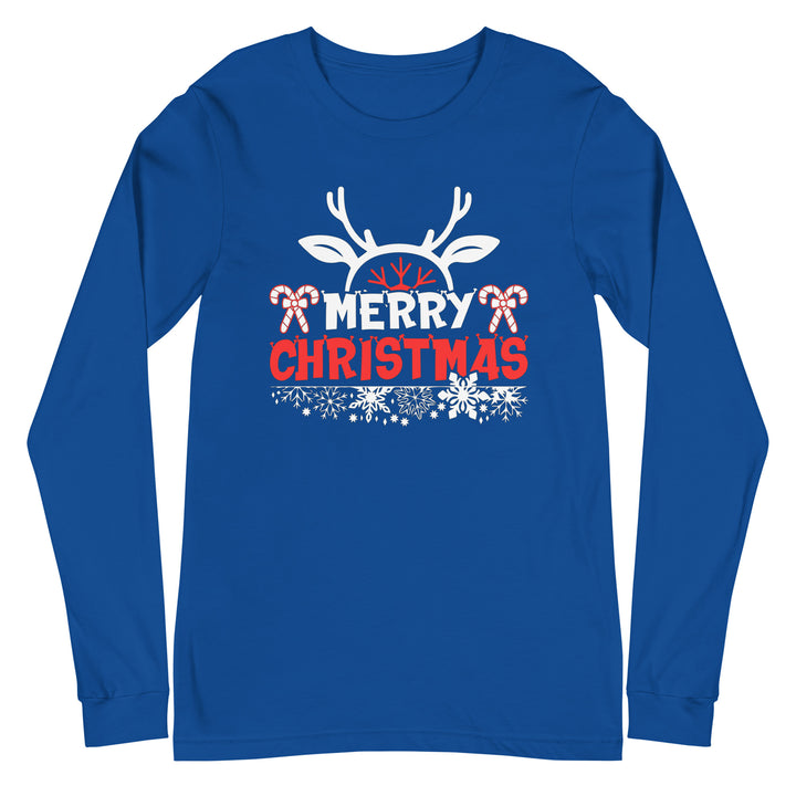 Merry Christmas Antlers - Unisex Lightweight Long Sleeve Tee