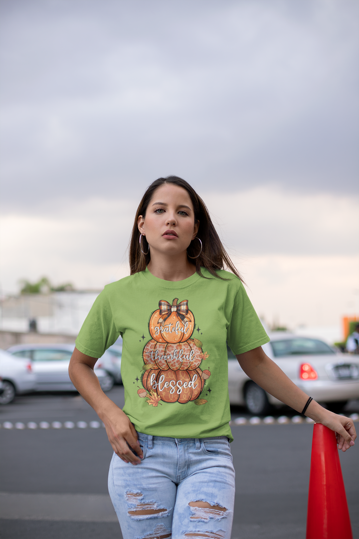 Grateful Thankful Blessed Pumpkins - Women's Relaxed T-Shirt