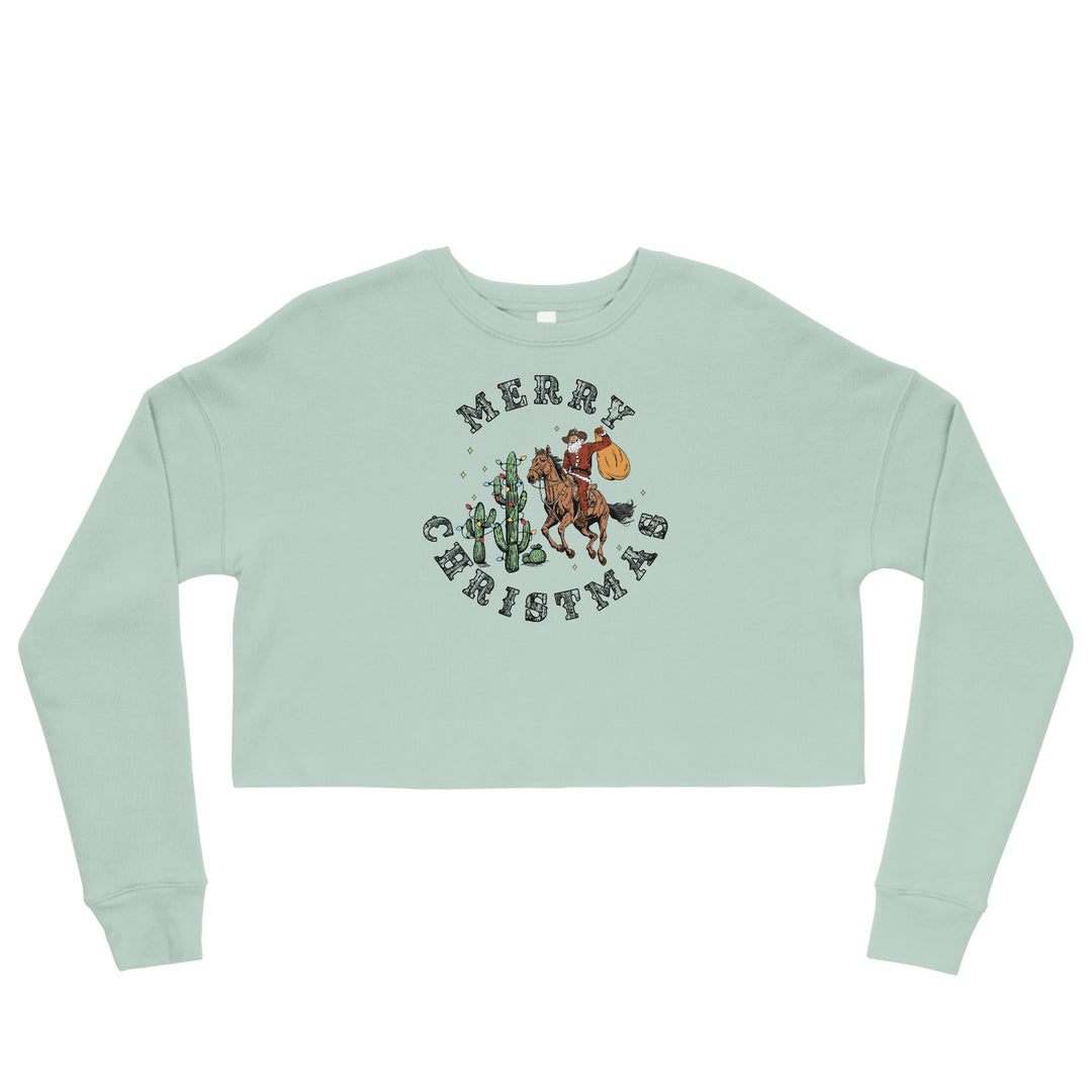 Merry Christmas Cowboy Santa - Crop Sweatshirt