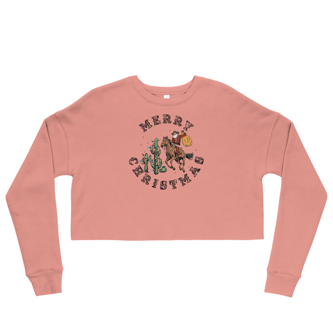 Merry Christmas Cowboy Santa - Crop Sweatshirt