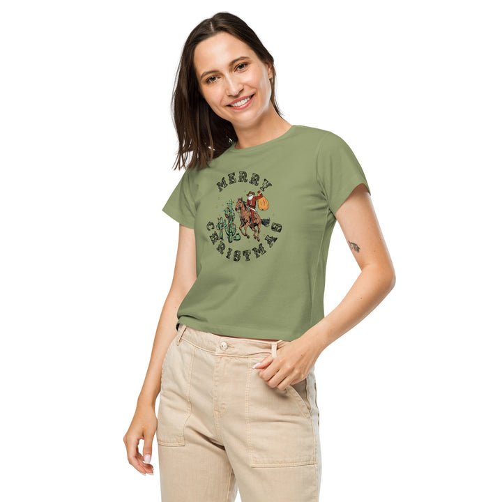 Merry Christmas Cowboy Santa - Women’s high-waisted t-shirt