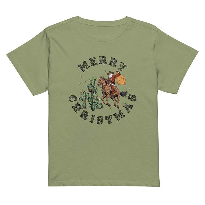 Merry Christmas Cowboy Santa - Women’s high-waisted t-shirt