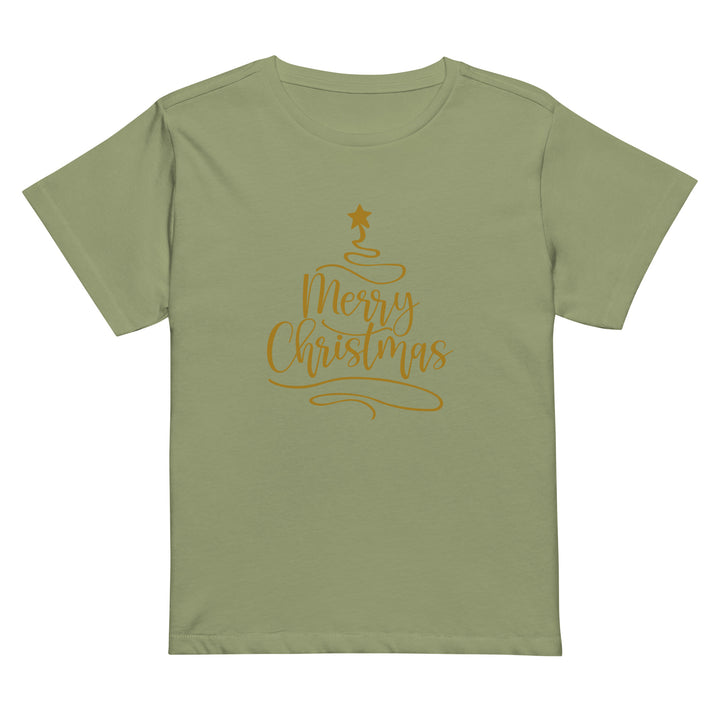 Merry Christmas Gold Tree - Women’s high-waisted t-shirt