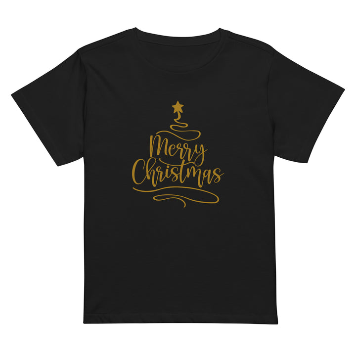 Merry Christmas Gold Tree - Women’s high-waisted t-shirt