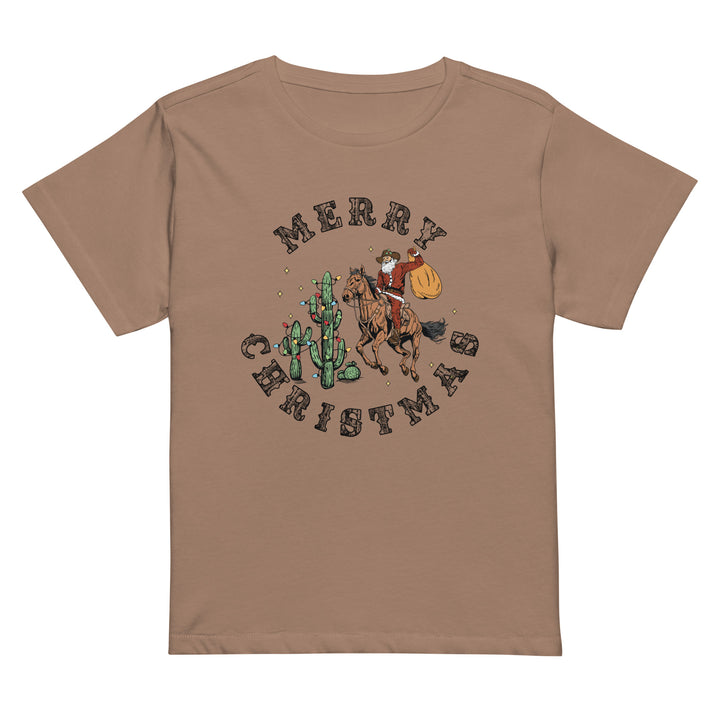 Merry Christmas Cowboy Santa - Women’s high-waisted t-shirt